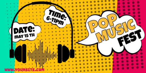 Headphones on a Colorful Dotted Background Music Template